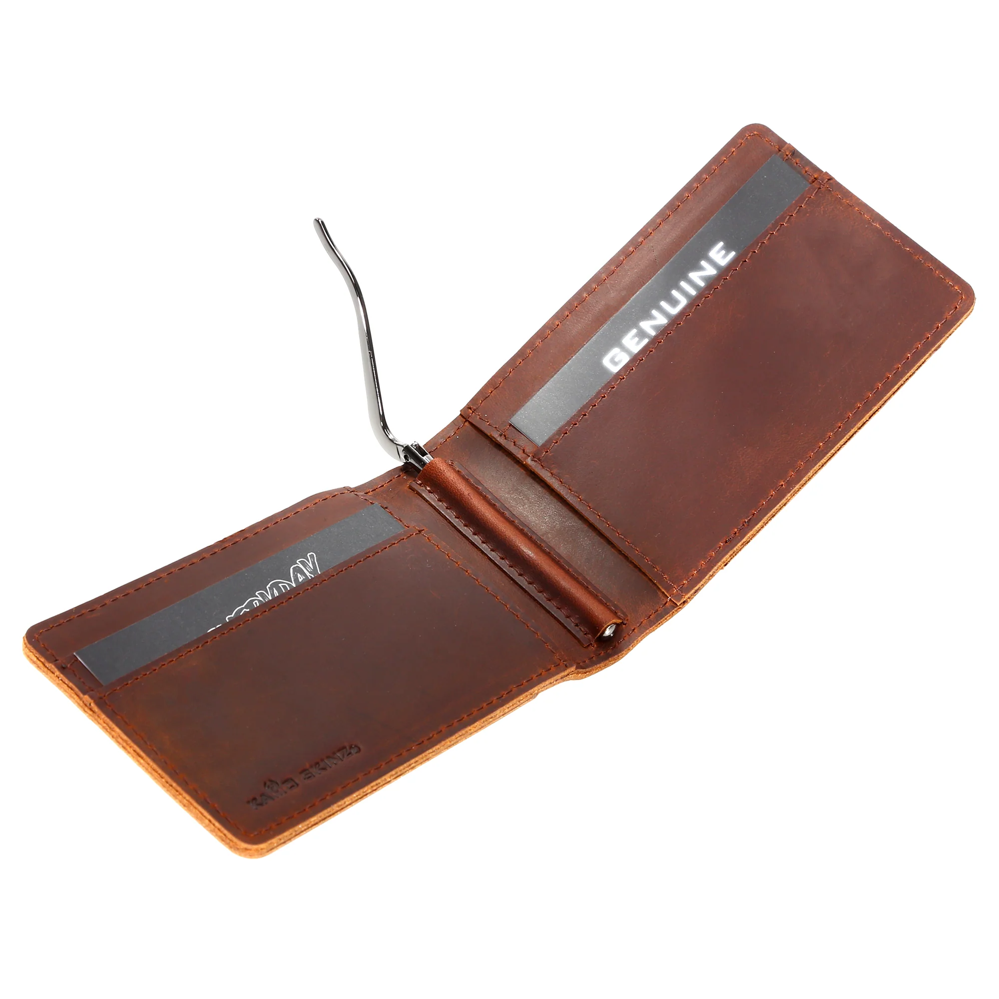 Leather Folding Money Clip Wallet with Mossy Oak? Original Bottomland?